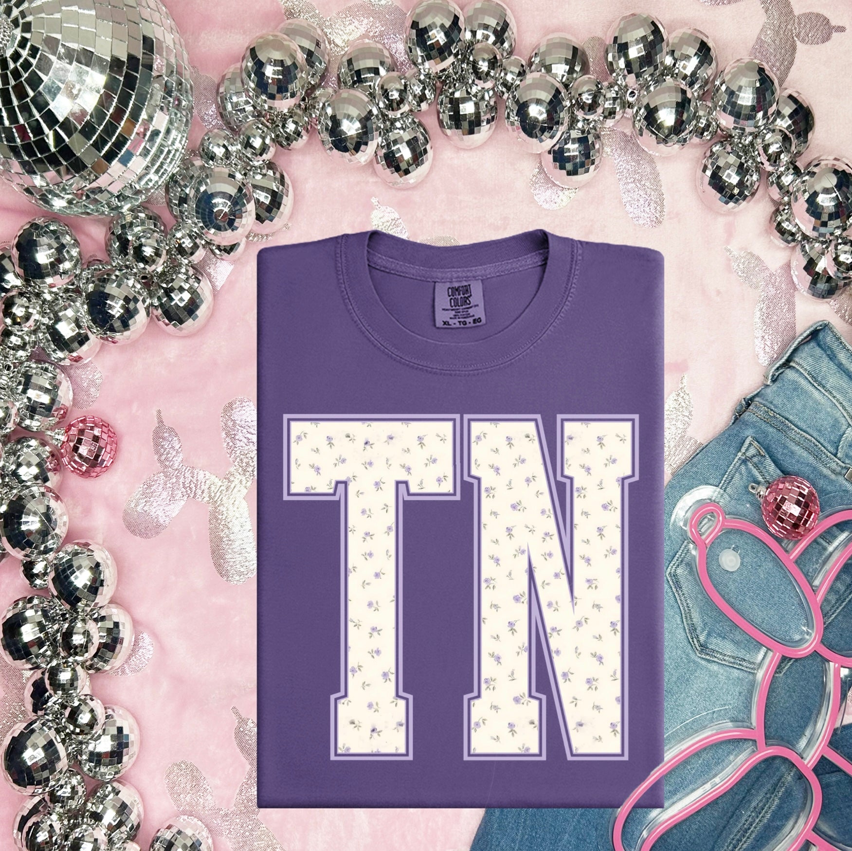 TN Purple Floral Tee (Ships By 8/14)