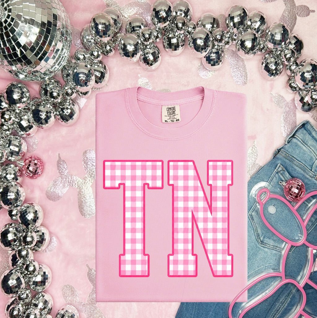 TN Pink Gingham Tee