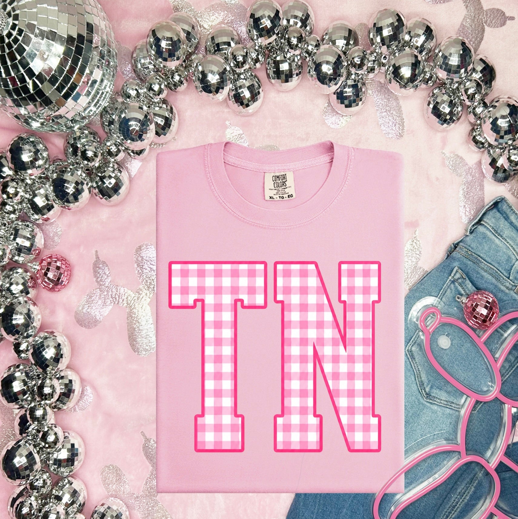 TN Pink Gingham Tee