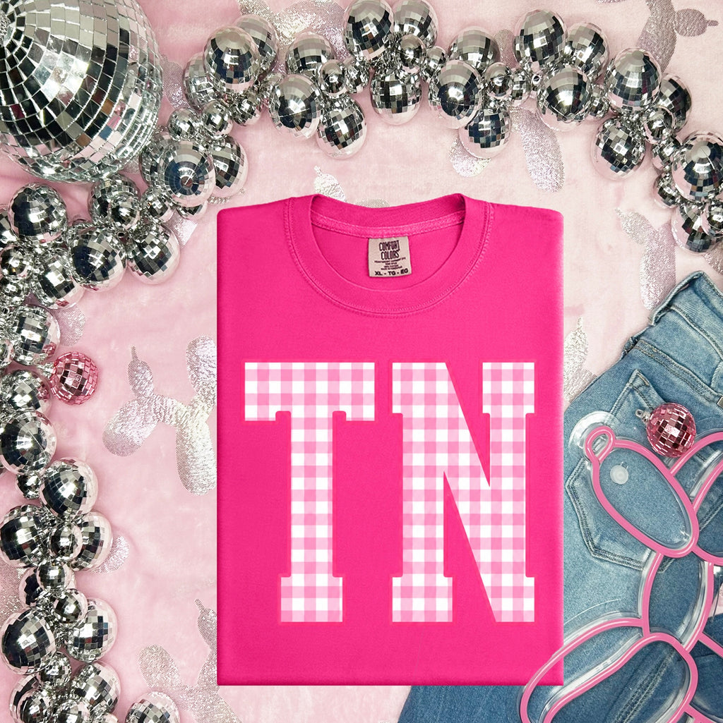 TN Pink Gingham Tee