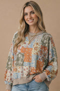 *PREORDER* Floral Patchwork Print Pullover Sweatshirt