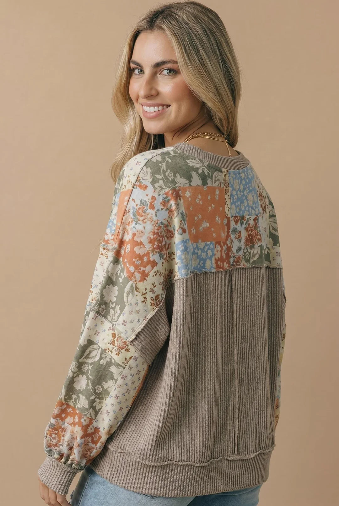 *PREORDER* Floral Patchwork Print Pullover Sweatshirt