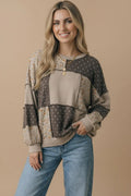 *PREORDER* Patchwork Floral & Polka Dot Pullover Sweatshirt