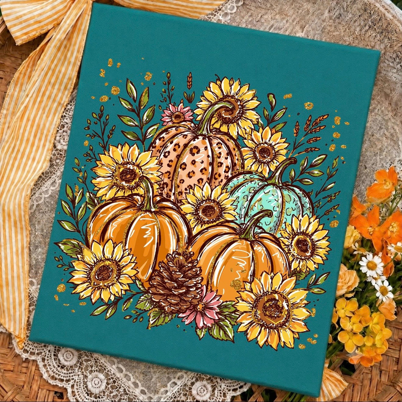 Fall Floral Pumpkins Tee