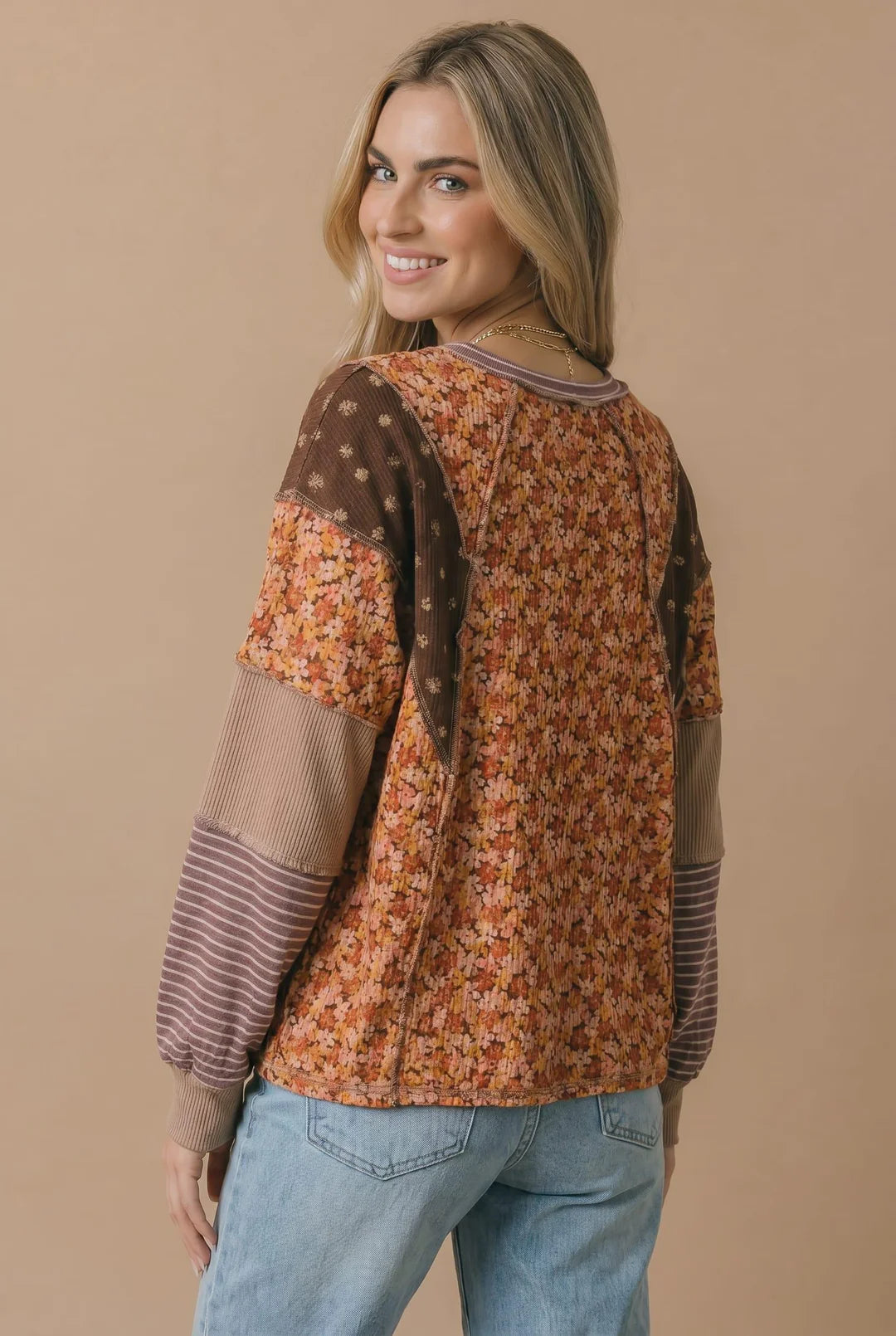 *PREORDER* Fall Foliage Patchwork Long Sleeve Top